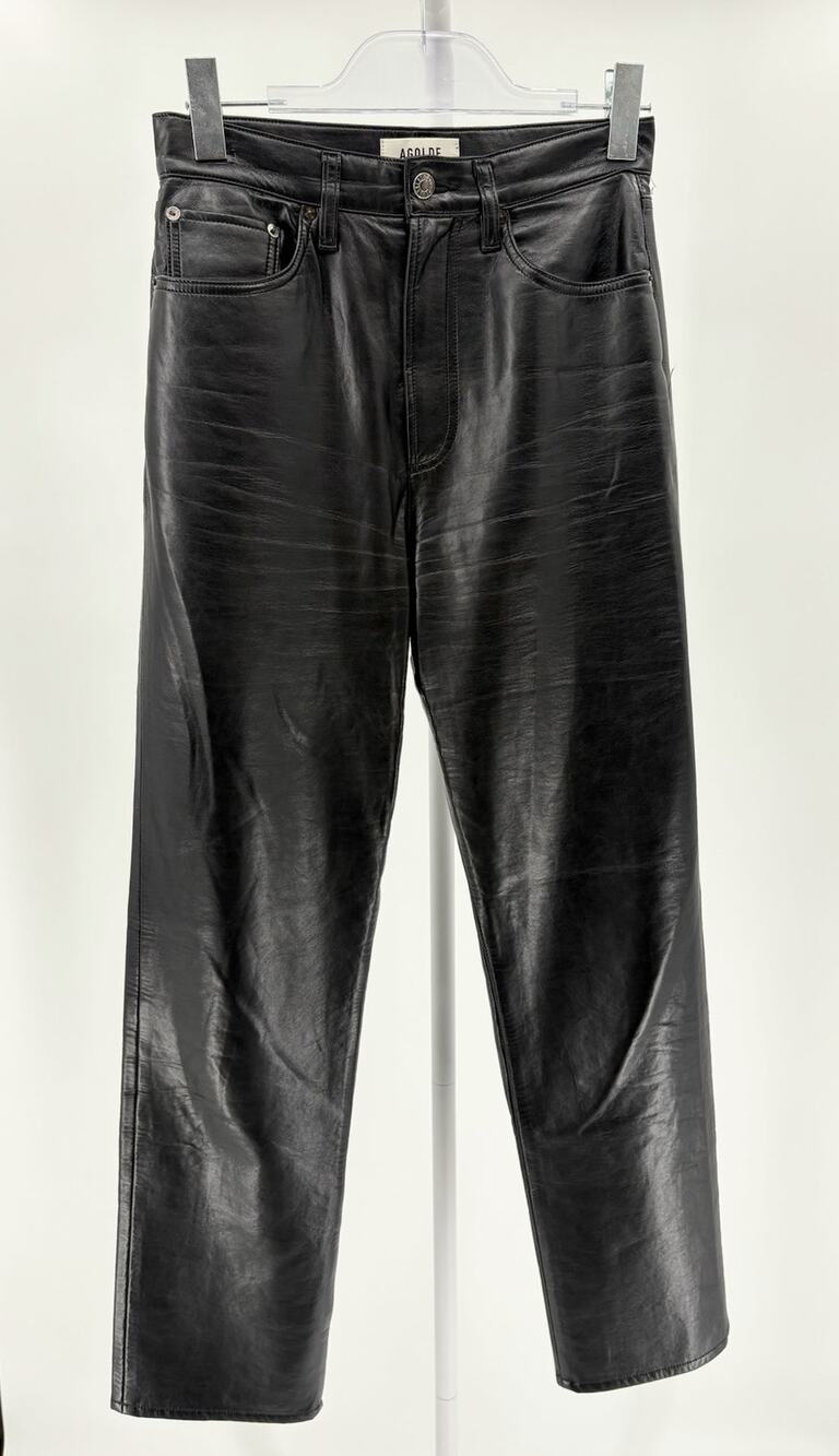 AGOLDE 90s Pinch Waist Recycled Leather Blend Straight Pants Black Size 25